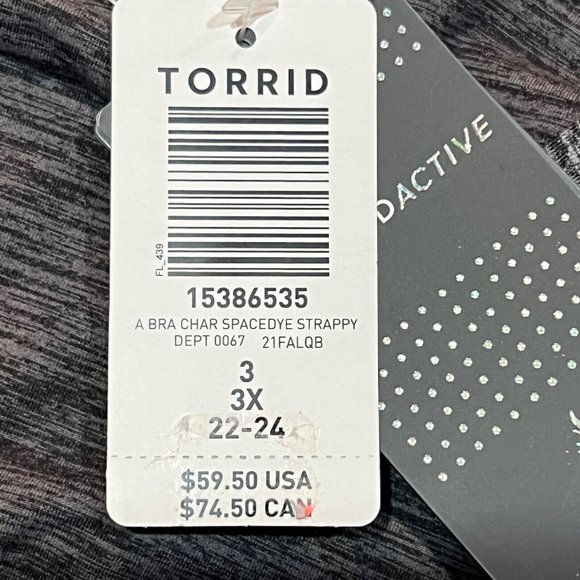 NWT TORRID Active Sports Bra Sz 3X Gray Strappy - Picture 4 of 5